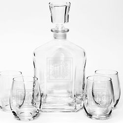 Personalized Capitol Liquor Decanter & 2 Stemless Wine Glasses