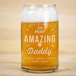 The Most Amazing Daddy Personalized Beer Can Glass