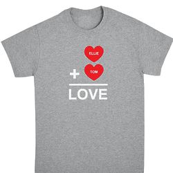 Personalized Adds Up to Love 2 Hearts T-Shirt