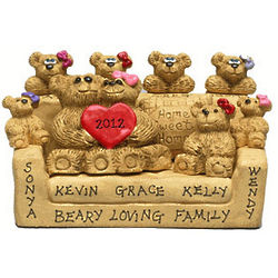 Customized Bear Family Heart Figurine