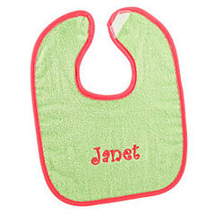 Personalized Lime and Fuchsia Baby Bib