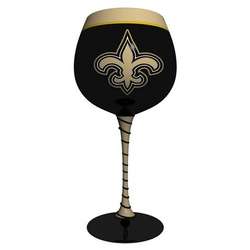 New Orleans Saints Artisan Hand-Painted Wine Glass