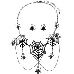 Spider Web Necklace and Earrings Set