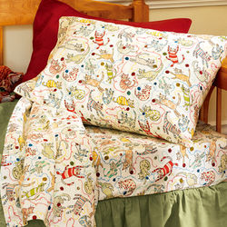 Cat Pattern Queen Flannel Sheet Set