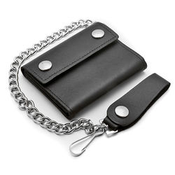 Leather Bifold Biker Wallet with Chain