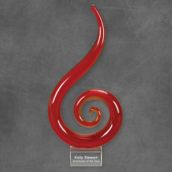 Personalized Adornment Sculpted Red Glass Award