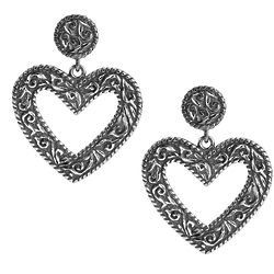 Silver Diamond Cut Heart Earrings
