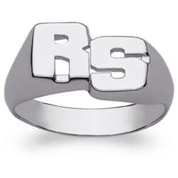 Women's Sterling Silver Block Two-Initial Ring