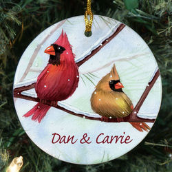 Personalized Ceramic Cardinals Ornament