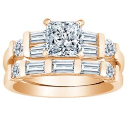 Gold-Plated Princess-Cut Cubic Zirconia Wedding Ring