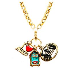 Music Lover Charm Necklace in Gold