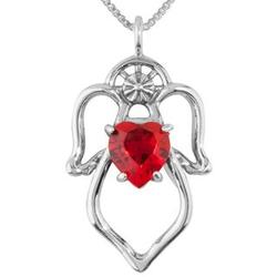 Mother or Grandmother's Silver and Garnet Angel Pendant