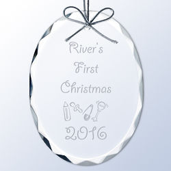 Baby's First Christmas Personalized Crystal Ornament
