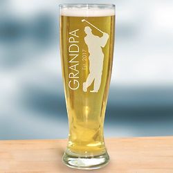 Golfer's Personalized Established Glass Pilsner