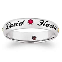 Sterling Silver Children's Names and Birthstone Band