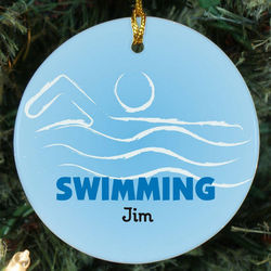 Swimming Personalized Ceramic Ornament
