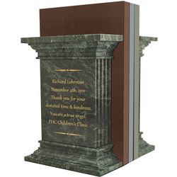 Green Marble Personalized Column Bookends
