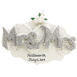 Personalized Glitter Mr. and Mrs. Christmas Ornament