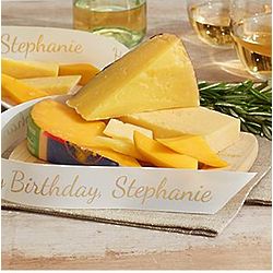 Cheese Trio and Cutting Board with Personalized Ribbon