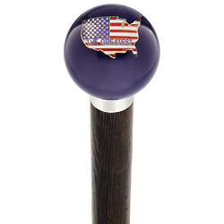 The Greatest US Flag Translucent Blue Round Knob Walking Cane