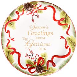 Seasons Greetings Personalized 16" Round Ceramic Plate
