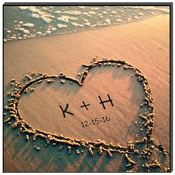Personalized Heart in Beach Sand Wall Art