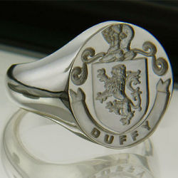 Coat of Arms, Name and Mantle Large Sterling Silver Ring