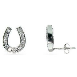 Tiffany Inspired Cubic Zirconia Lucky Horseshoe Earrings