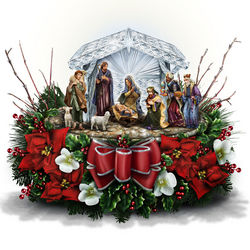 Thomas Kinkade Crystal Nativity Floral Centerpiece