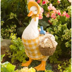 Hand-Painted Gardening Duck Outdoor Statue