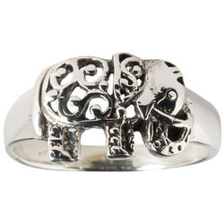 Sterling Silver Ornate Elephant Ring