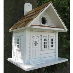 White and Lavender Cottage Birdhouse