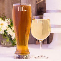 Gatsby Font Mr. & Mr. Extra Large Beer and Wine Glasses
