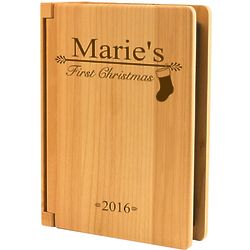 Baby's First Christmas Personalized Maple Wood 4x6 Photo Album