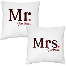 Mr and Mrs Personalized Throw Pillow Case Set