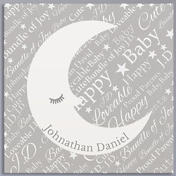 Personalized Baby Moon Word-Art Canvas Print
