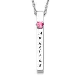 Personalized Birthstone and Name Bar Necklace