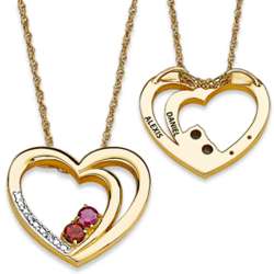 Couple's Gold-Plated Diamond Accent Name and Birthstone Pendant