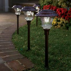 Steel and Glass Encased Solar LED Outdoor Path Light