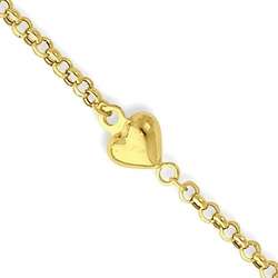 14k Gold Puffy Heart Anklet