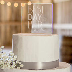 Personalized Best Day Ever Acrylic Square Cake Topper