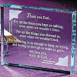 Personalized Thank You Dad Glass Paperweight