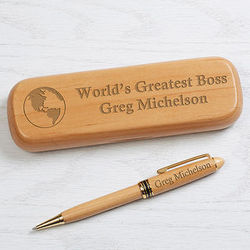 World's Greatest Personalized Alderwood Pen Set