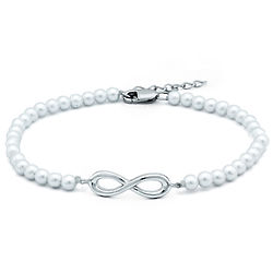 Stunning Infinity Pearl and Sterling Silver Bracelet