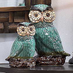 Small Reactive-Glazed Ceramic Owl
