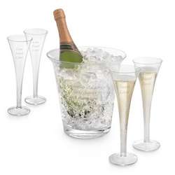 Champagne Toasting Flutes and Ice Bucket Gift Set