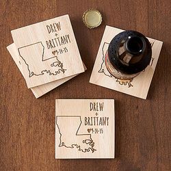 Personalized State & Date to Remember Coaster Set & Bottle Opener