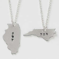 Personalized Area Code State Necklace