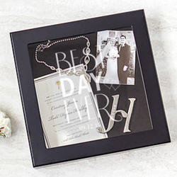 Personalized Best Day Ever Wedding Wishes Shadow Box in Black