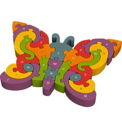 Chunky Wooden Butterfly Alphabet Puzzle